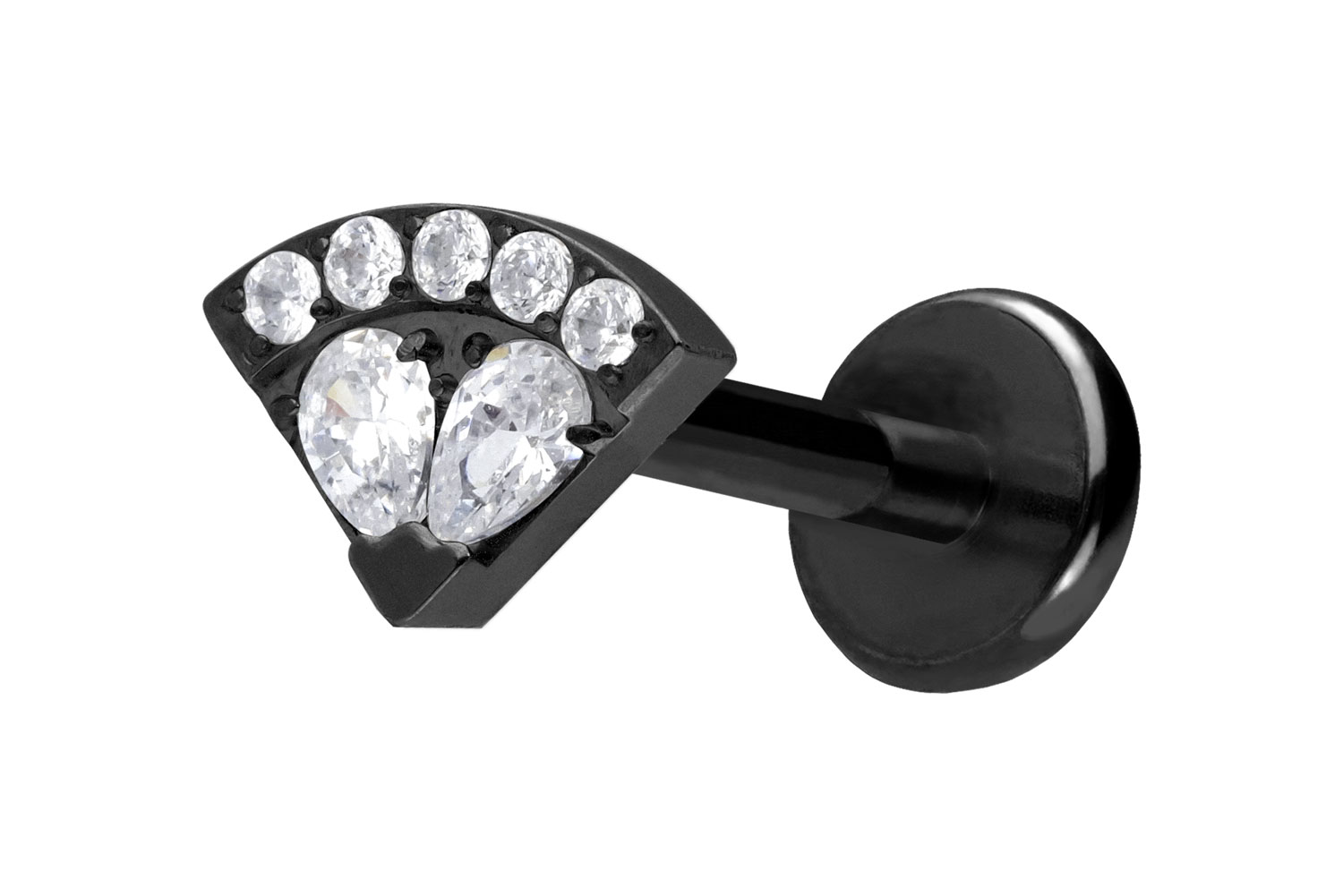 Titan Labret Piercing mit Push Fit KRISTALLFÄCHER